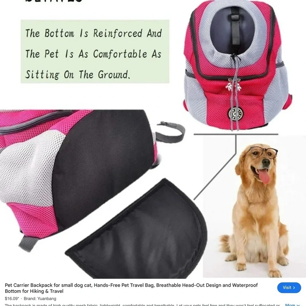 Small Dog Front Or Backpack Carrier~Pink~Breathable Nylon~Adjustable Straps